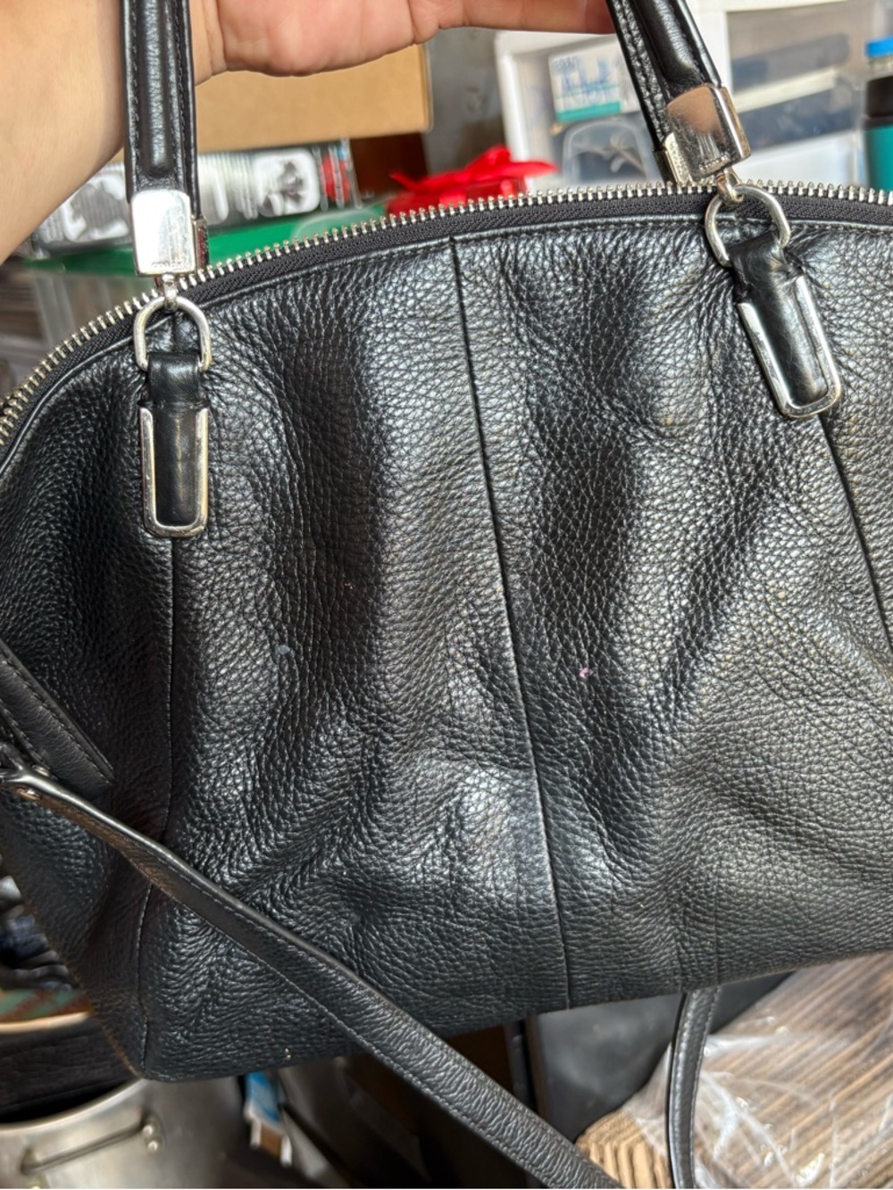 Coach Black Pebbled Leather Shoulder Satchel with Silver Hardware - Picture 3 of 12